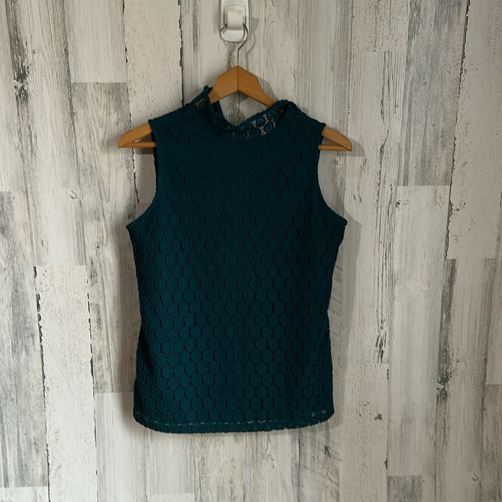 BB1 - green tank blouse charter club small sm s